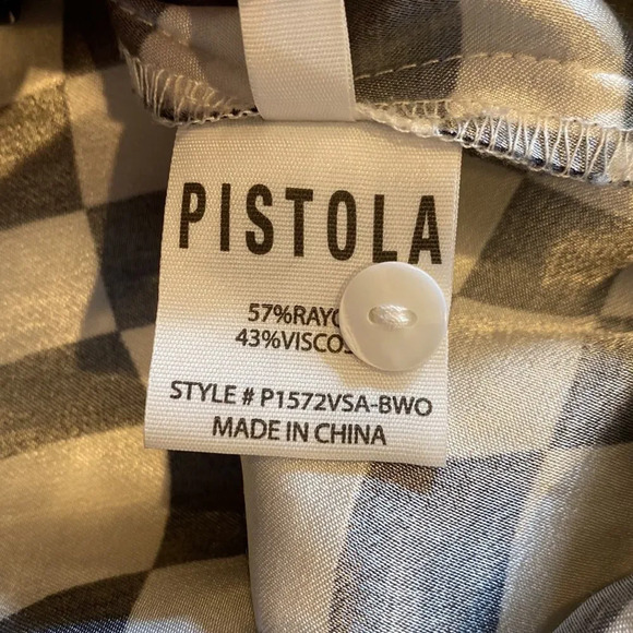 NWT Pistola Small Short Sleeve Shirt Dress Checkers Chest Pocket Hem Slits - Picture 7 of 7